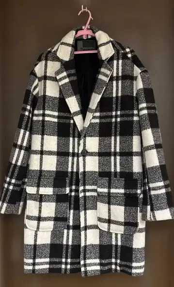 DAI MONSTER 체스터 코트 화이트 블랙 체크