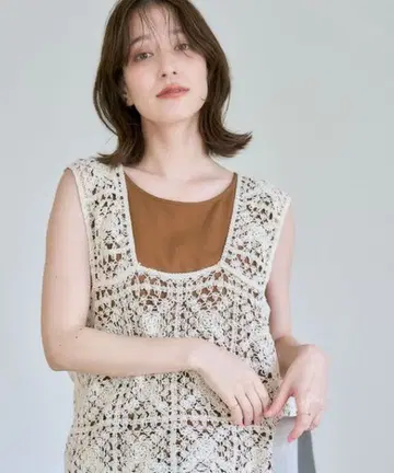 새상품 studio clip 크로셰 레이스 뷔스티에 내추럴