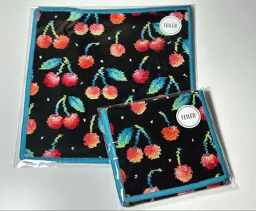 페이러 체리 도트 손수건 파우치 2개 블랙 체리