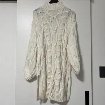 화이트 케이블 니트 롱 원피스 미사용 새상품! 택 포함!