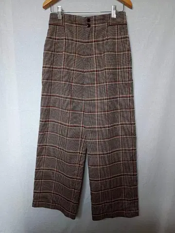 나노 유니버스 센터 프레스 체크 와이드 팬츠 체크 무늬 36