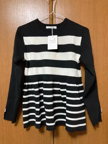 [ 새상품 ] ANNA LUNA 앙나루나 페플럼 니트탑 긴팔 보더