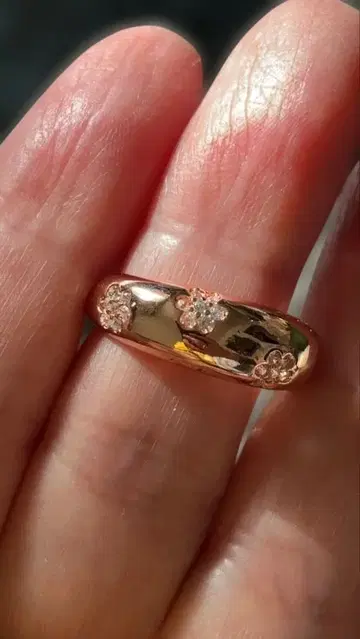 SILVA925 꽃 모티브 반지 반짝반짝 귀여운