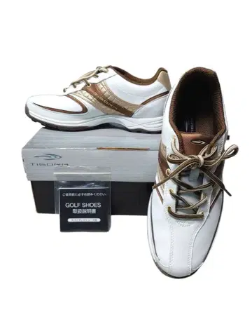 골프화 TIGORA 23.5 여성용 골드 x 화이트 스파이크리스