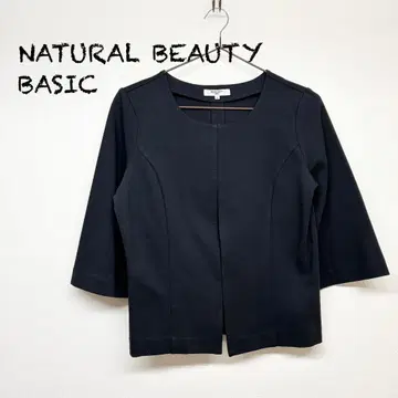 내추럴 뷰티 베이직 반팔 소매 노카라 자켓 L 사이즈