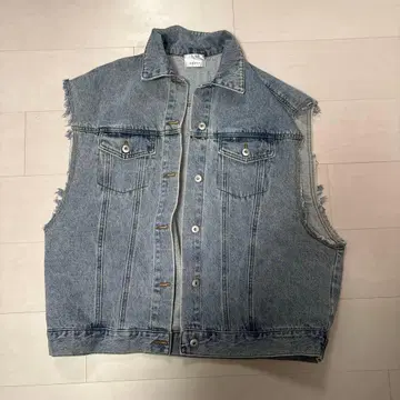 EGOIST 데님 베스트 라이트 블루 프린지