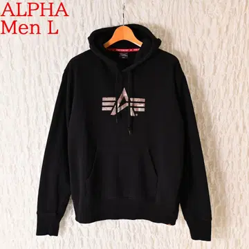 D3 Men L 알파 ALPHA 블랙 맨투맨 후드티