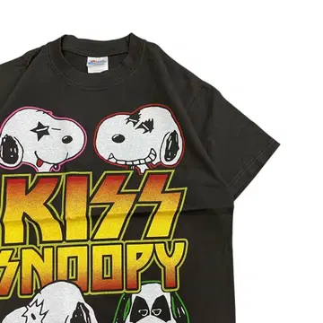 키스 KISS 스누피 반팔 티셔츠 블랙 L