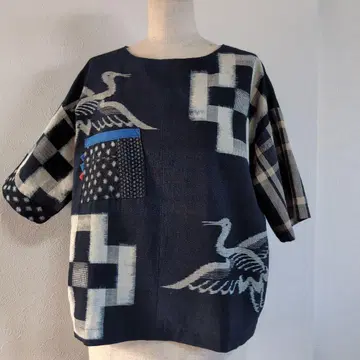 빈티지 원단 남색 원단의 상의