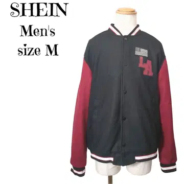 쉬인 USA 국기 와펜 절개 소매 바시티 자켓 남성용 M