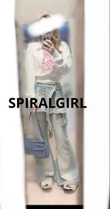 SPIRALGIRL 스커트 레이어드 데님 플레어 팬츠 새상품급