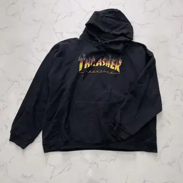 THRASHER 트레셔 프레임 로고 블랙 후드티