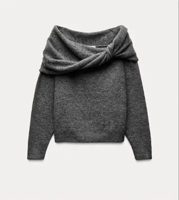 ZARA 오프숄더 그레이 니트 스웨터 상의