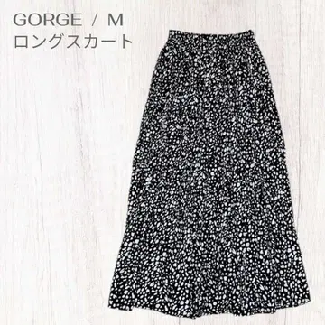골지 플레어 롱 스커트 루즈핏 달마시안풍 성숙/러블리 데이트 M
