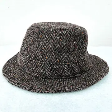 울 트위드 햇 아일랜드 제조 빈티지 브라운 헤링본