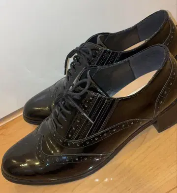 블랙 옥스퍼드 스타일 천연 가죽 신발 23.5