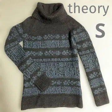 theory 블랙 앤 블루 패턴 긴팔 스웨터 S