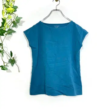 두클라쎄 도트 보트넥 프렌치 슬리브 T셔츠 (S) 블루 무지