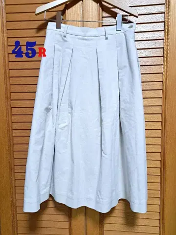 [ 미사용 새상품 ] 45R 플레어 스커트 롱 일본제 화이트 코튼 L