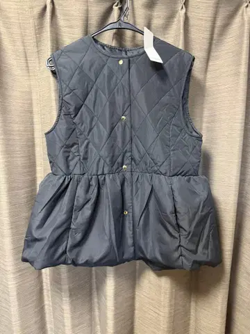 블랙 블랙 페플럼 다운 퀼팅 다운 베스트 L 사이즈