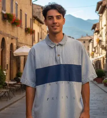 Armani Jeans 데님 피케 셔츠