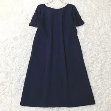 여성용 원피스 네이비 S 소매 레이스 반팔 성숙 캐주얼 포켓
