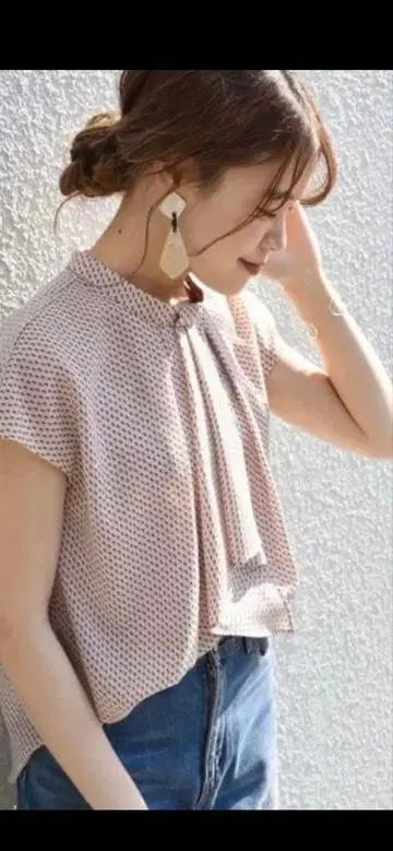 SHIPS 코몬 프린트 숏 슬리브 블라우스