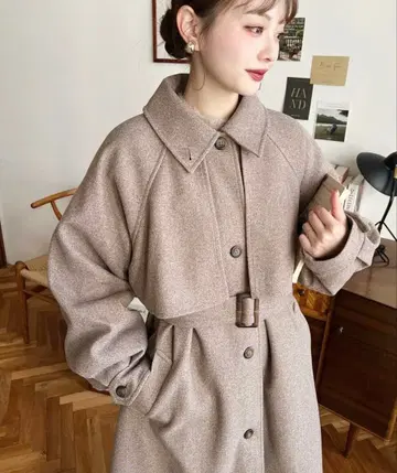 moment 니트 멜톤 2WAY 어레인지 컬러 롱 코트