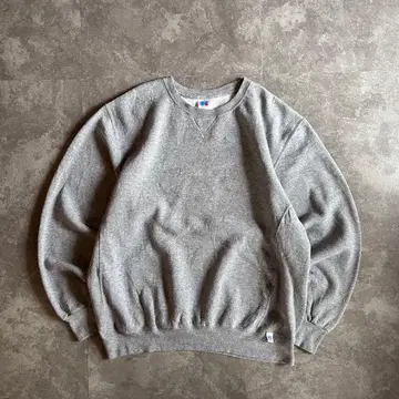 00s 러셀 애슬레틱 맨투맨 그레이 L 무지 앞 V 구제 의류