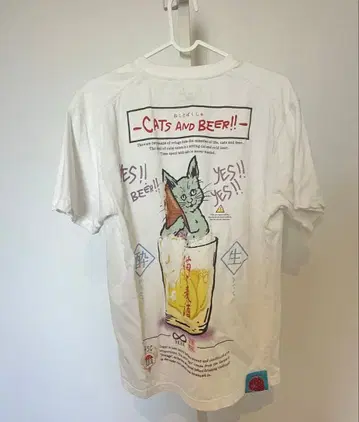 고 슬로우 카라반 고양이와 맥주 맥주 T셔츠