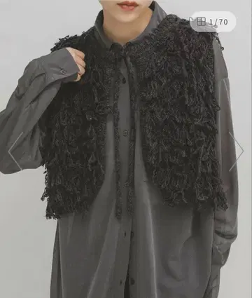 KBF 루프 니트 베스트 차콜