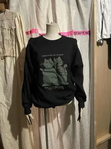 고양이 프린트 트레이닝복 1990s