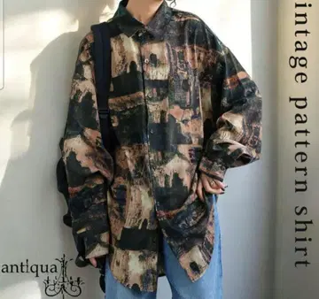 안티카 빈티지 패턴 브라운 셔츠 미사용 새상품