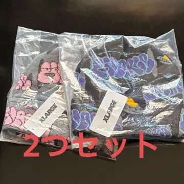 XLARGE 그래피티 니트 모자 그레이 블랙 2개 세트 비니