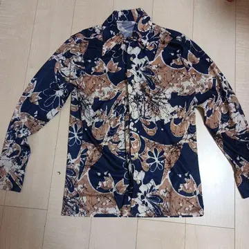 70s 폴리 셔츠 일본풍 패턴 하와이안 빈티지