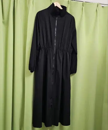 블랙 얇은 소재 안감 없음 롱 코트 F 사이즈