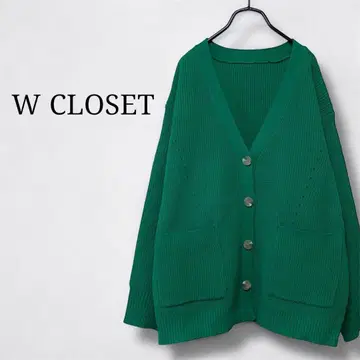 새상품급 WCLOSET 더블 클로젯 오버 사이즈 니트 가디건 그린