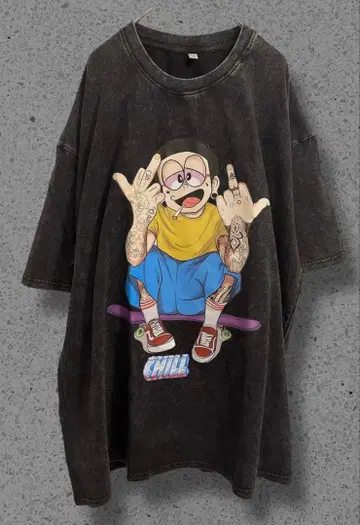 [ 초레어 ] 진구(노비타) chill T셔츠 다크 그레이 2XL