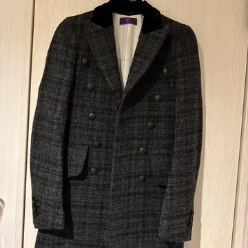 s (와이즈)의 그레이 계열 더블 브레스트 롱 코트