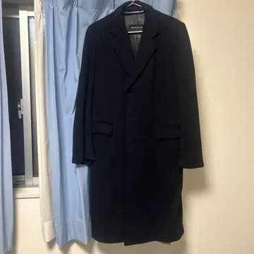 네이비 체스터 코트 울 혼방