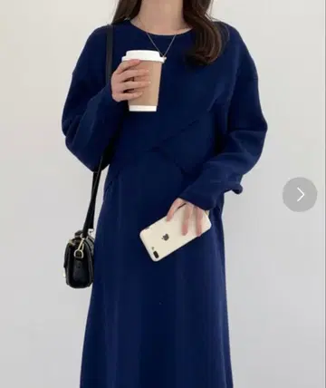 새상품급 [ ABITOKYO ] A라인 콤비 원피스 블루 FREE