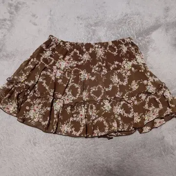 LIZ LISA 플라워 프린트 플레어 스커트 브라운