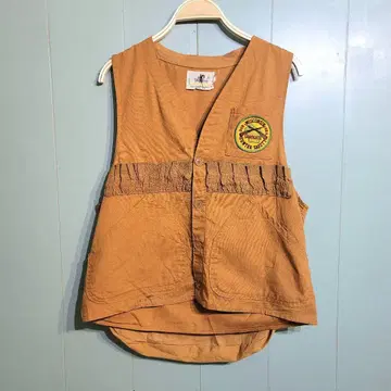 헌팅 베스트 오렌지 브라운 자수 와펜 1960s