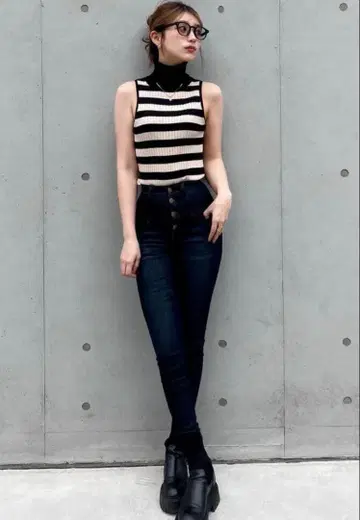 DIANTE 버튼 플라이 스키니 데님