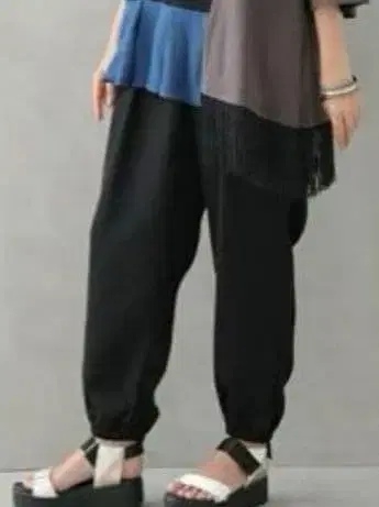 오샤레 워커 n'Or 밑단 조임 허리 턱 팬츠