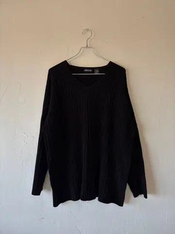 claiborne 블랙 V넥 리브 니트 스웨터 남성용 L 구제 의류