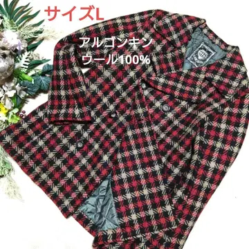ALGON QUINS 체크 무늬 자켓 피코트 울 100% 사이즈 L