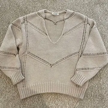 AEWEN MATOPH 베이지 V넥 니트 스웨터