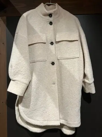 택 포함 CLOCHE 아이보리 롱 코트