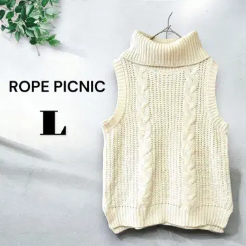 로페피크닉 38 화이트 터틀 니트 베스트 뜨개질 걸리시 레이어드